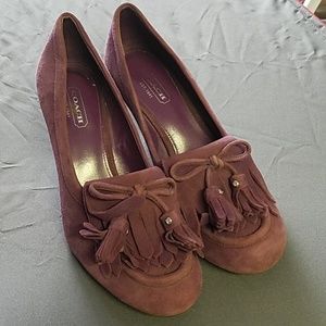 Coach wedge purple shoe